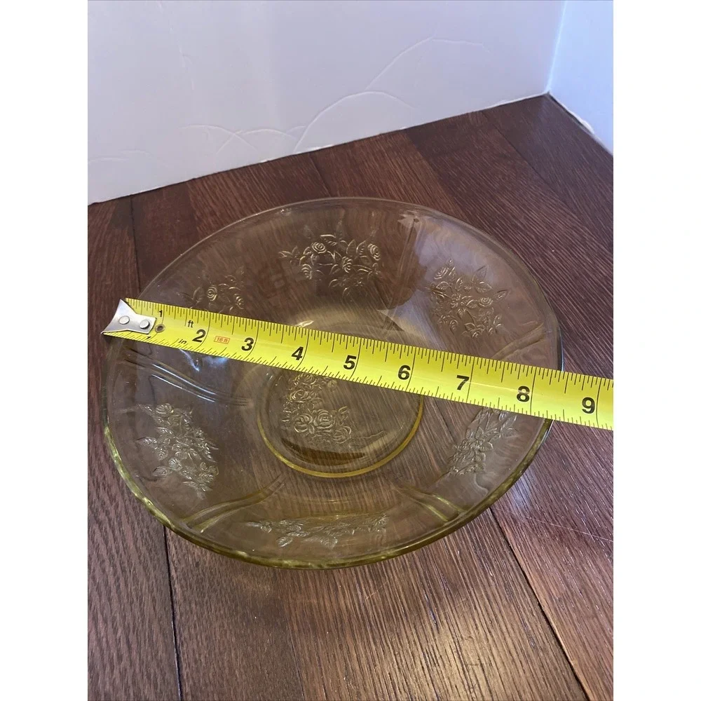 Vintage Serving Bowl, Yellow/Amber Federal‎ Glass Sharon Cabbage Rose 8.5
